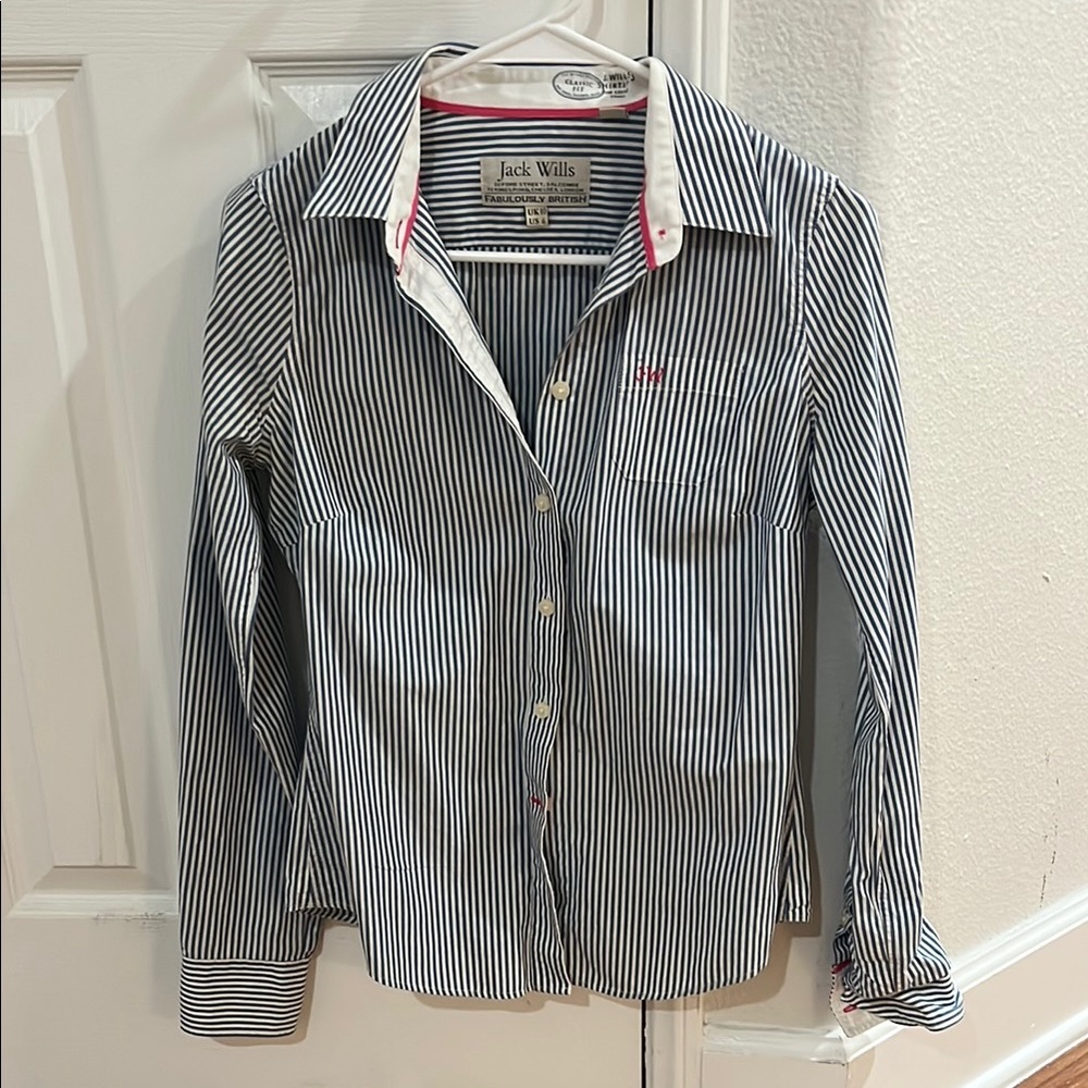 Jack Wills Navy and White Striped Shirt